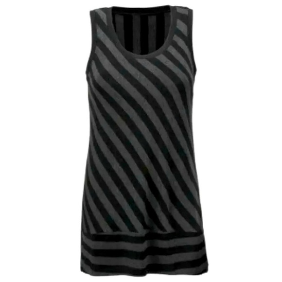 CAbi #3630 Align Tank Tunic Top Black Charcoal Striped Print Size Small - Picture 1 of 10